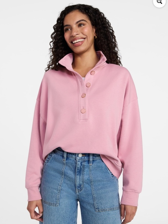 Time and Tru Tops - Time and Tru Women’s Rose Herb Quarter Button Fleece LS Top Size XXL NWT